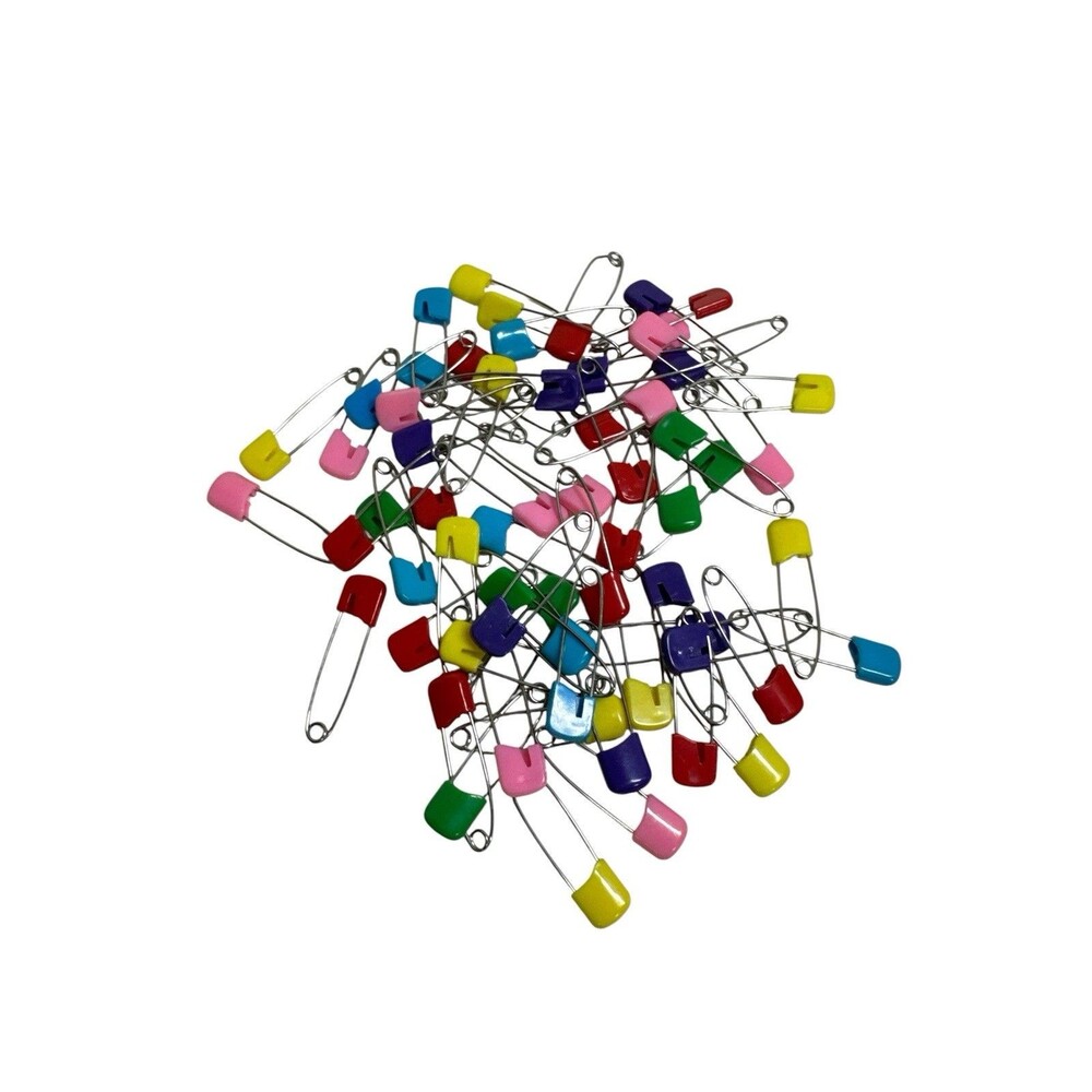 63 Piece Safety Pins Diaper Fasteners for Clothing Colorful Red Pink Green Blue - Picture 1 of 2